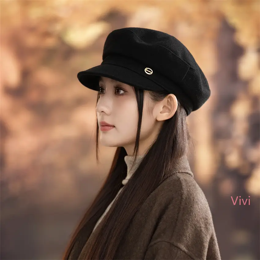 Women Duckbill Cap Beige Painter's Hat — feature 14