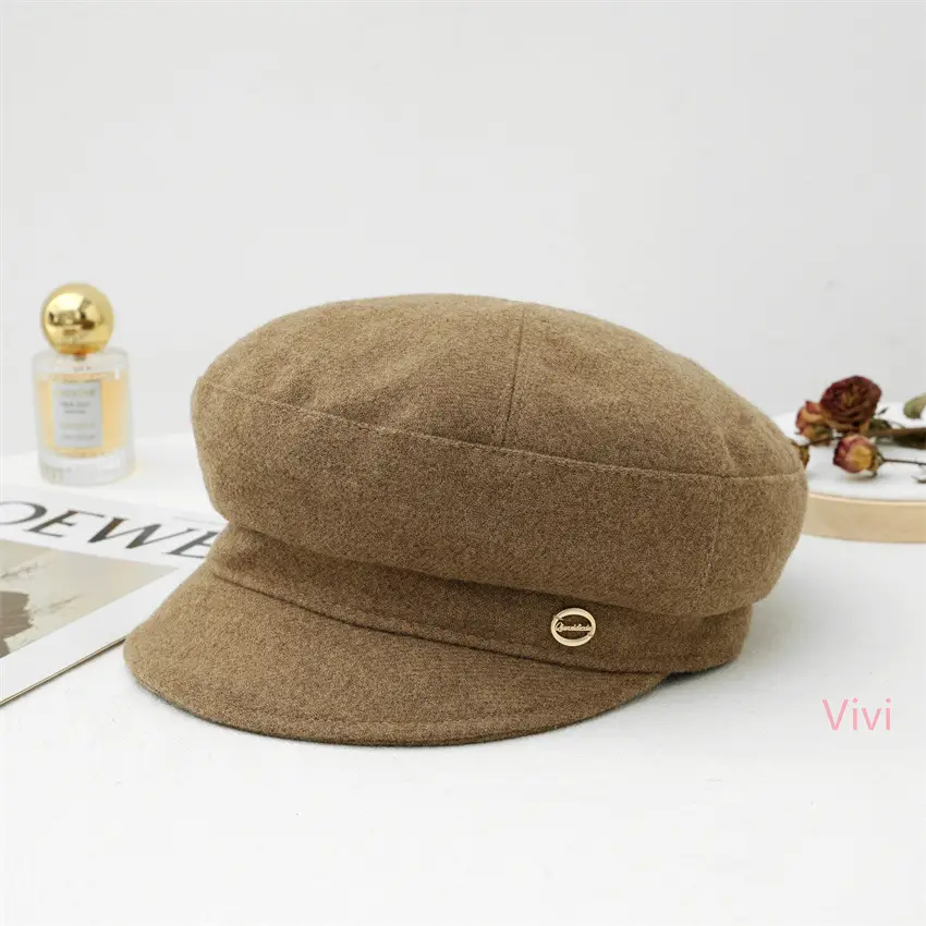 Women Duckbill Cap Beige Painter's Hat - Image 3
