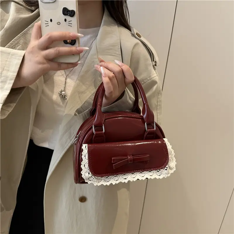 Women's Lace Handbag with Bowknot Design - Image 7