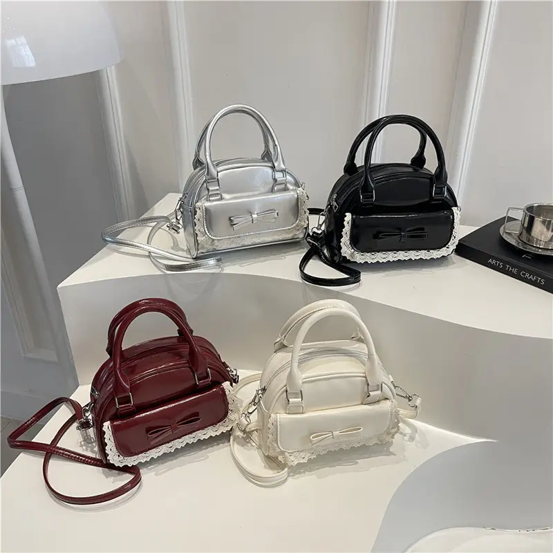 Women's Lace Handbag with Bowknot Design - Image 8