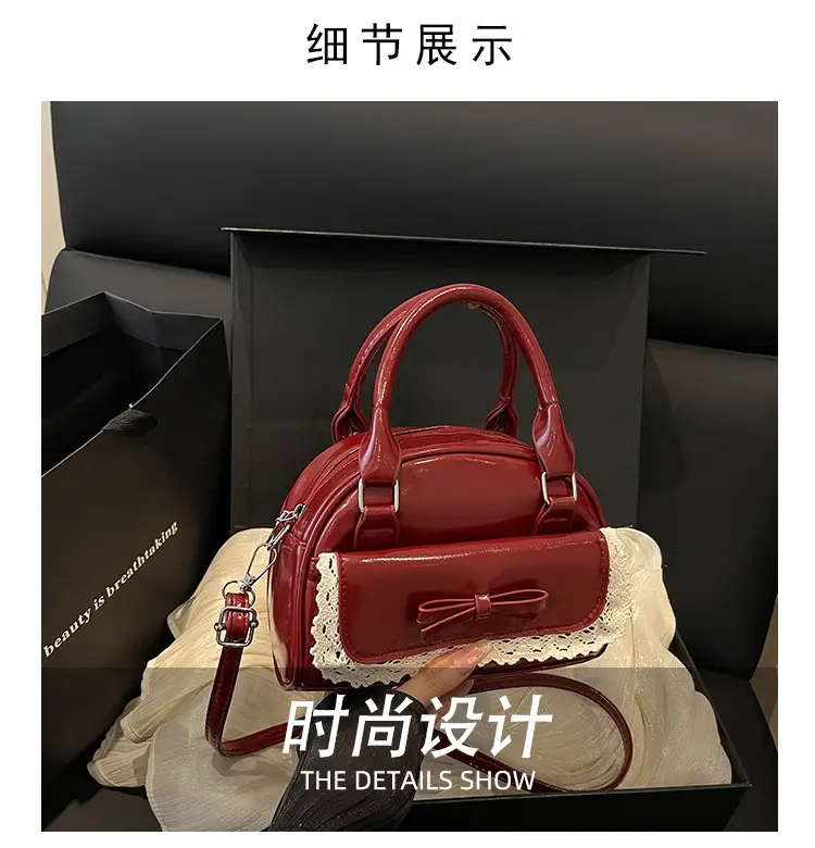 Women's Lace Handbag with Bowknot Design — feature 3