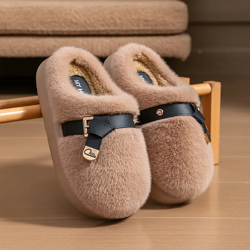 Women Fleece Lined Slippers Brown 2025 - Image 5