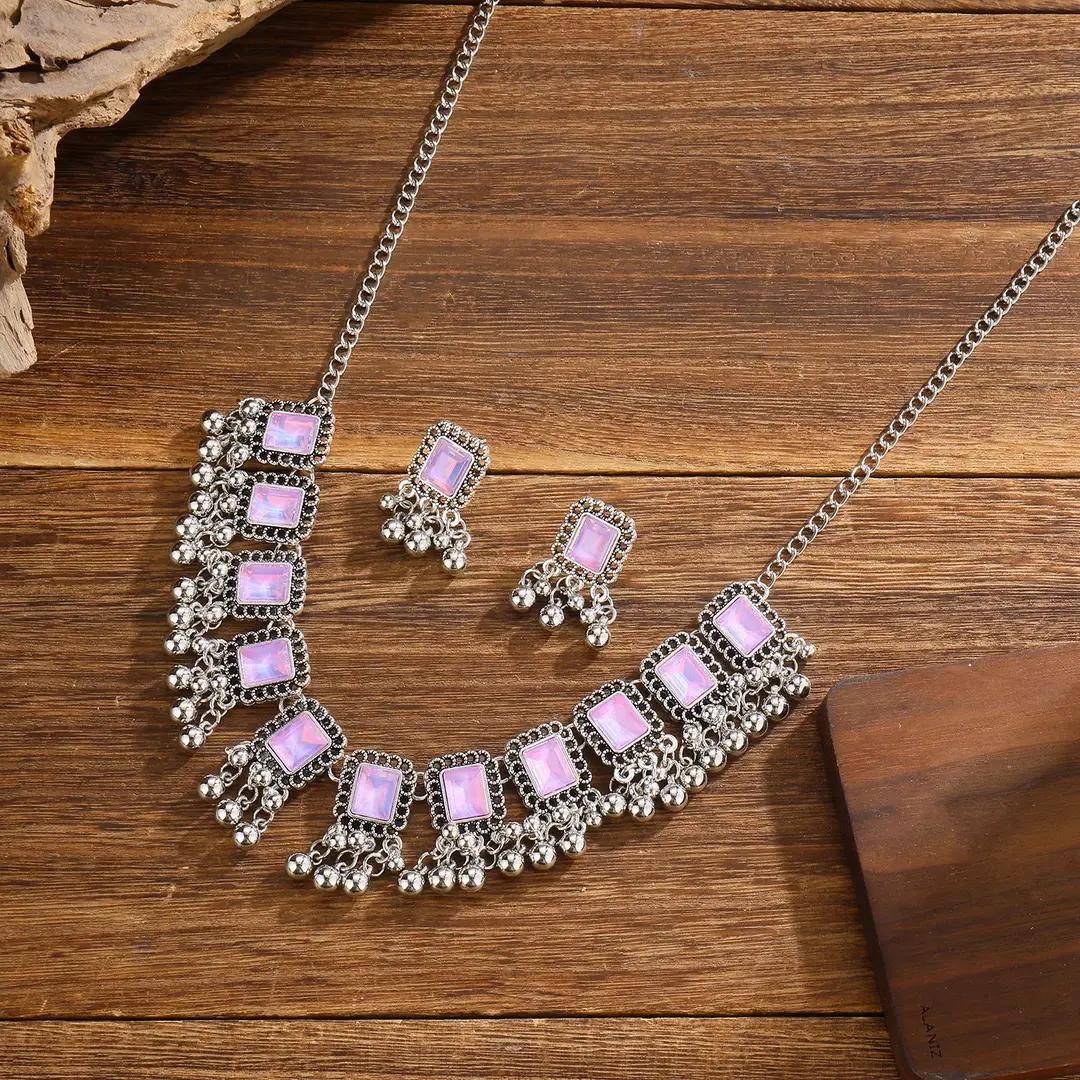 Southeast Asian Fashion Exaggerated Stylish Jewelry Ethnic Style Tassel Necklace Earrings Retro Niche Necklace Two-Piece Set