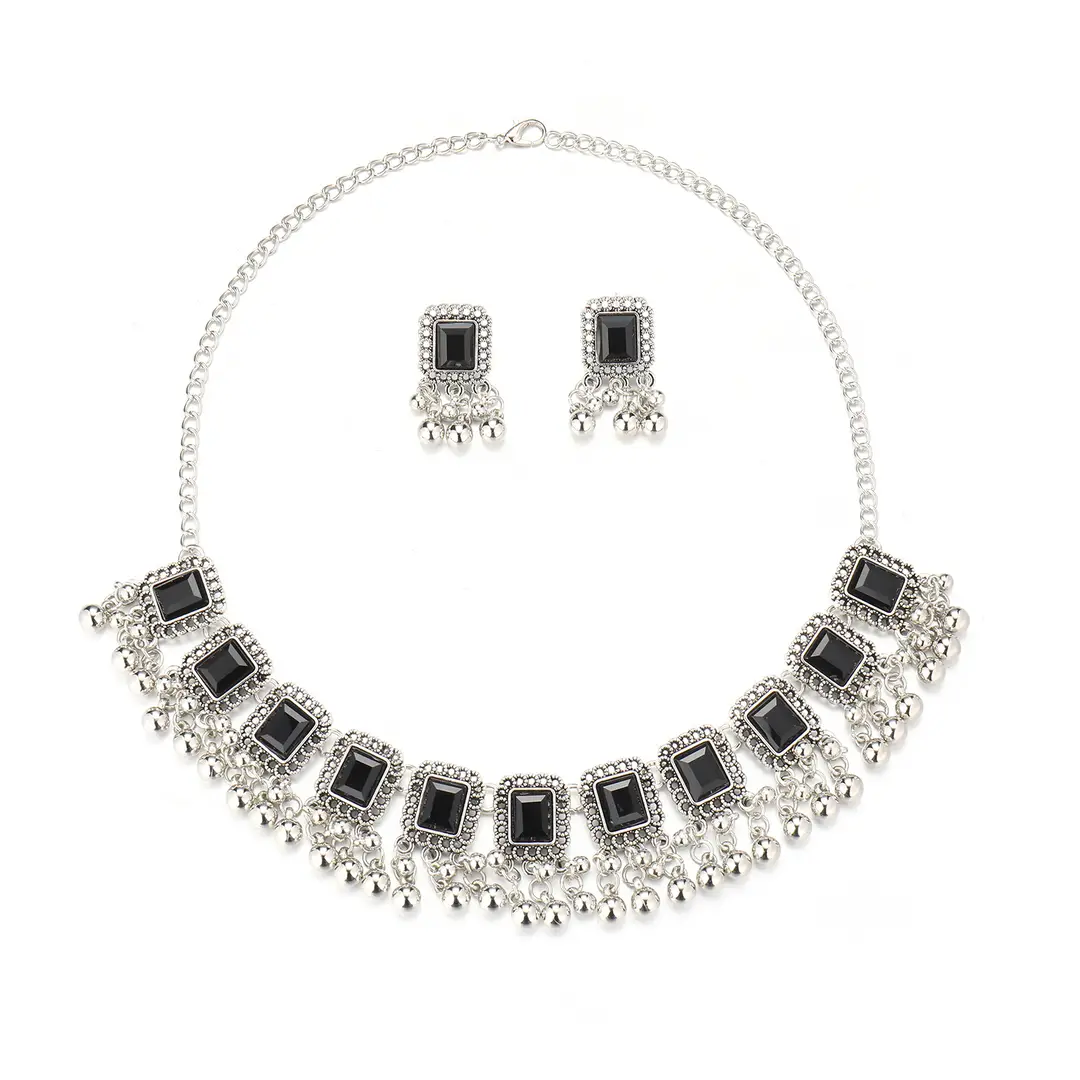 Southeast Asian Fashion Exaggerated Stylish Jewelry Ethnic Style Tassel Necklace Earrings Retro Niche Necklace Two-Piece Set — feature 13