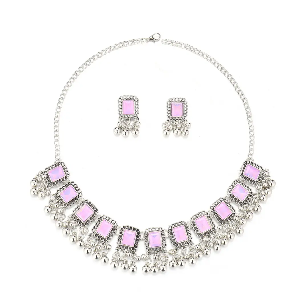 Southeast Asian Fashion Exaggerated Stylish Jewelry Ethnic Style Tassel Necklace Earrings Retro Niche Necklace Two-Piece Set — feature 14