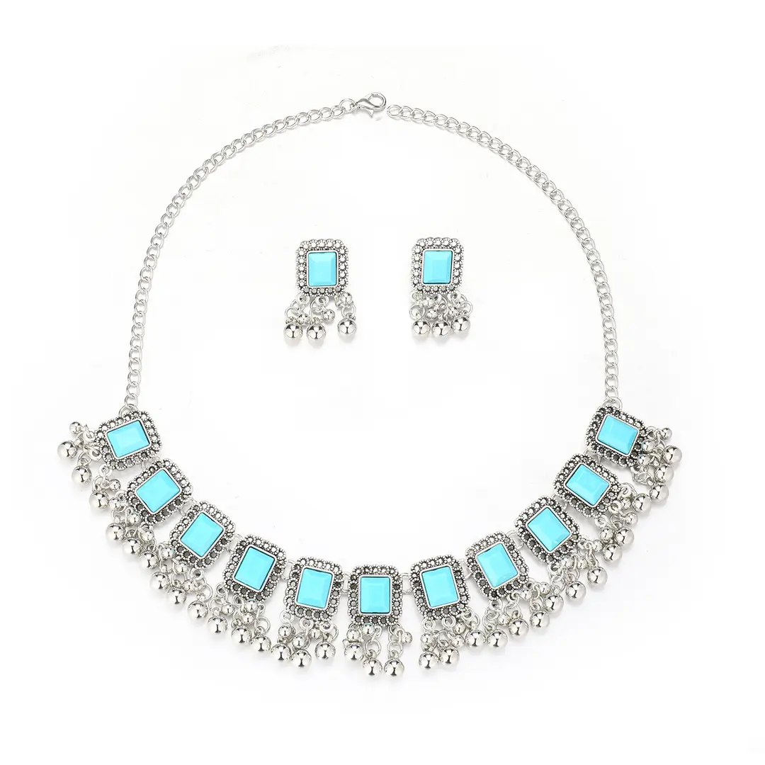 Southeast Asian Fashion Exaggerated Stylish Jewelry Ethnic Style Tassel Necklace Earrings Retro Niche Necklace Two-Piece Set — feature 15