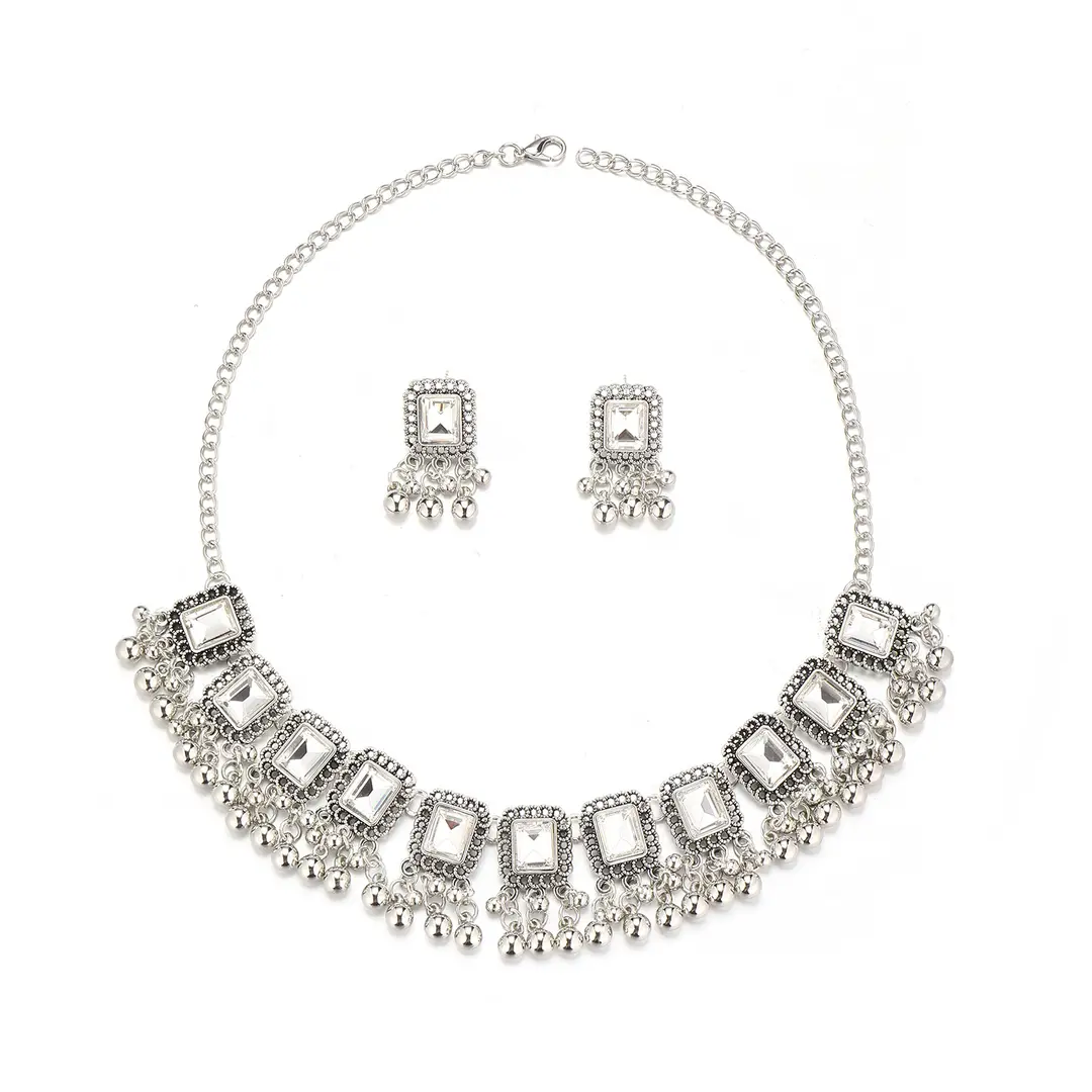 Southeast Asian Fashion Exaggerated Stylish Jewelry Ethnic Style Tassel Necklace Earrings Retro Niche Necklace Two-Piece Set — feature 16