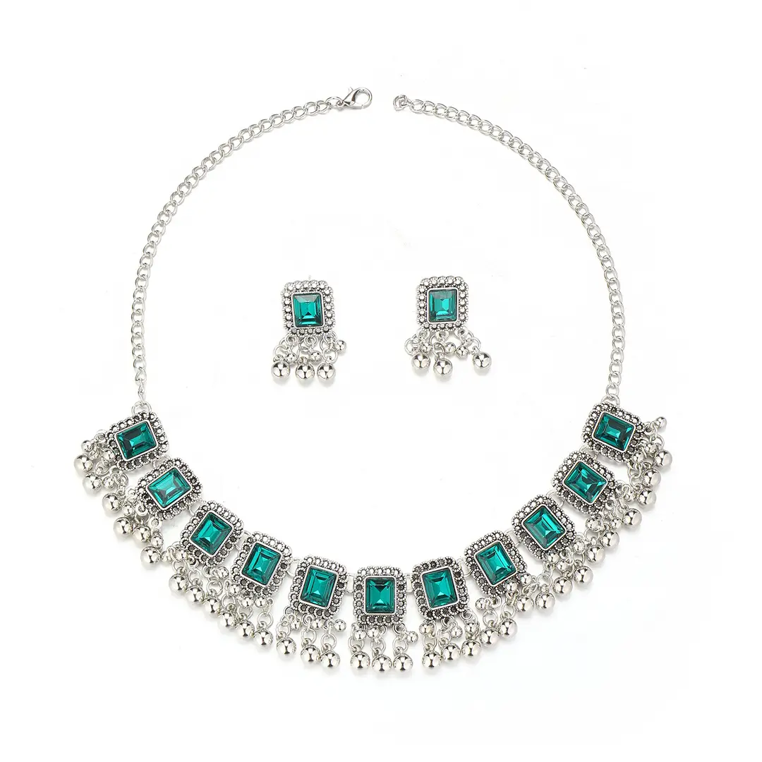 Southeast Asian Fashion Exaggerated Stylish Jewelry Ethnic Style Tassel Necklace Earrings Retro Niche Necklace Two-Piece Set — feature 17
