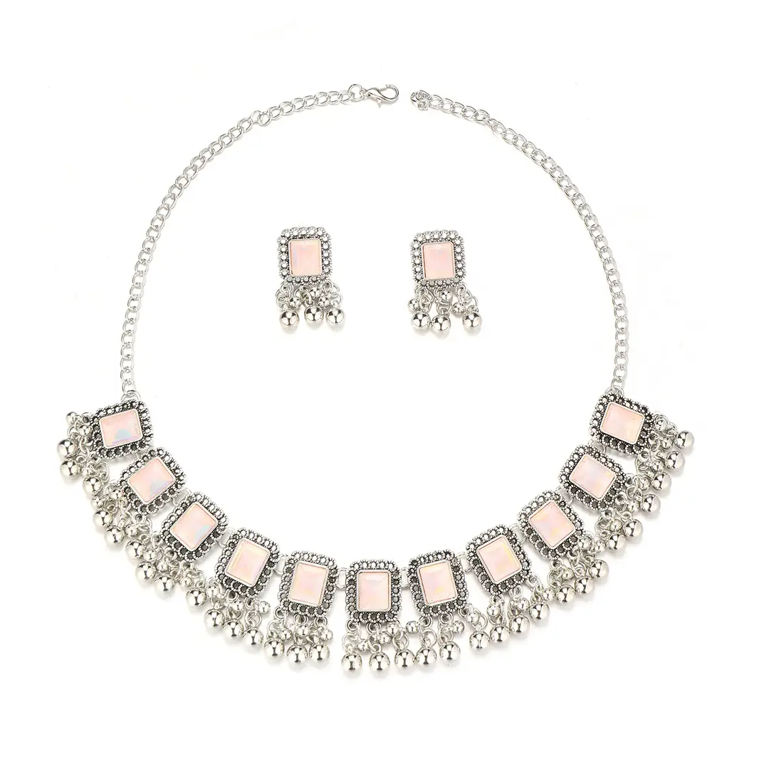 Southeast Asian Fashion Exaggerated Stylish Jewelry Ethnic Style Tassel Necklace Earrings Retro Niche Necklace Two-Piece Set — feature 19