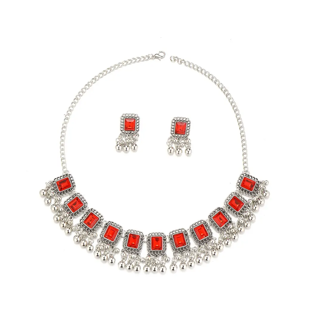 Southeast Asian Fashion Exaggerated Stylish Jewelry Ethnic Style Tassel Necklace Earrings Retro Niche Necklace Two-Piece Set — feature 20