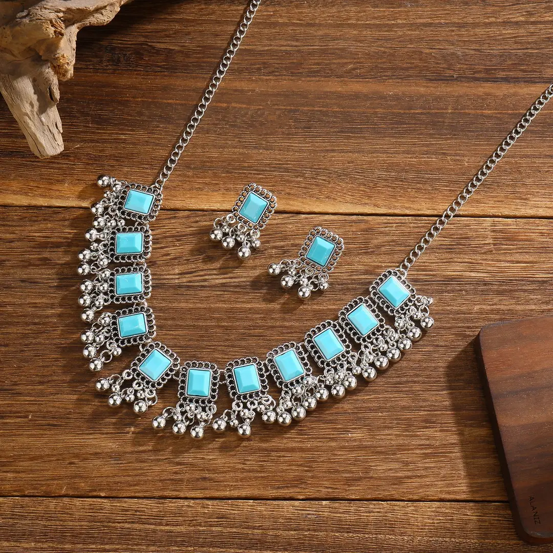 Southeast Asian Fashion Exaggerated Stylish Jewelry Ethnic Style Tassel Necklace Earrings Retro Niche Necklace Two-Piece Set — feature 24