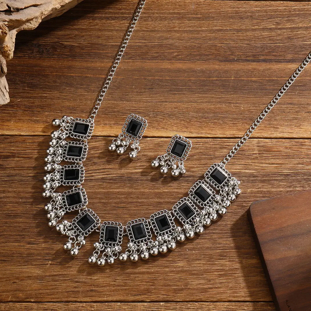 Southeast Asian Fashion Exaggerated Stylish Jewelry Ethnic Style Tassel Necklace Earrings Retro Niche Necklace Two-Piece Set — feature 26