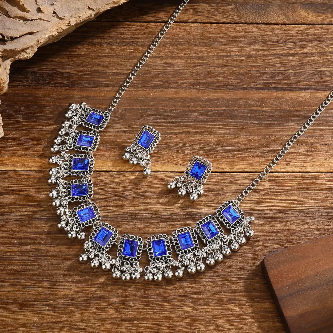 Southeast Asian Fashion Exaggerated Stylish Jewelry Ethnic Style Tassel Necklace Earrings Retro Niche Necklace Two-Piece Set — feature 30
