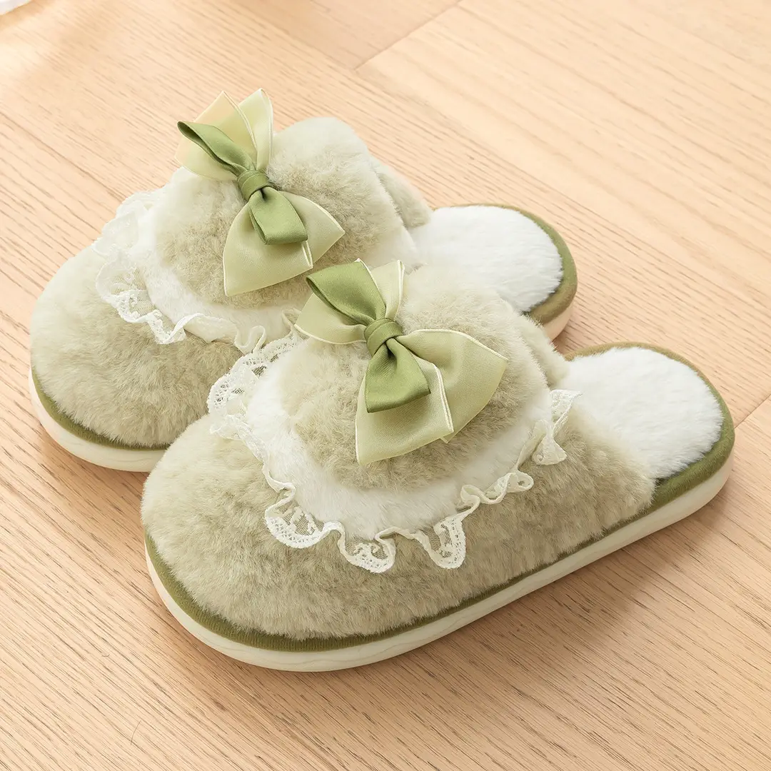 Plush Cotton Slippers for Women, Autumn and Winter, Girly Style, Indoor Home Slippers, 2026 New Model, Non-Slip, Warm Cotton Slippers - Image 2