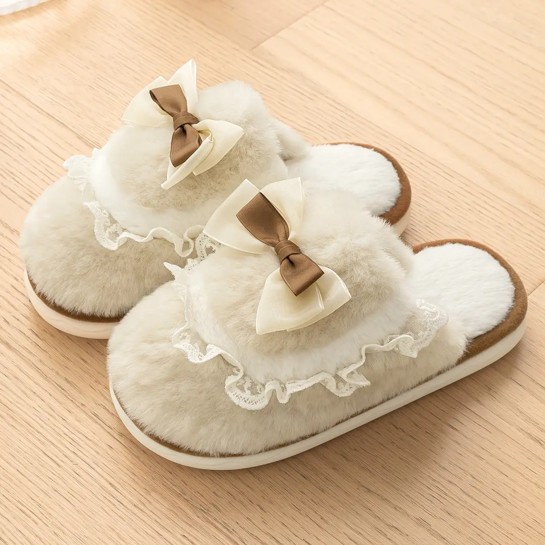 Plush Cotton Slippers for Women, Autumn and Winter, Girly Style, Indoor Home Slippers, 2026 New Model, Non-Slip, Warm Cotton Slippers - Image 3