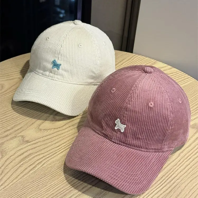 New Corduroy Pony Hats White Pink Unisex Travel Sun Hat - Image 7