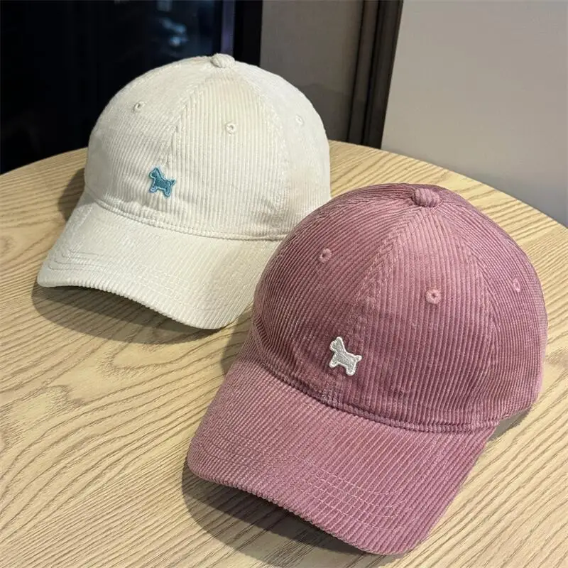 New Corduroy Pony Hats White Pink Unisex Travel Sun Hat — feature 5
