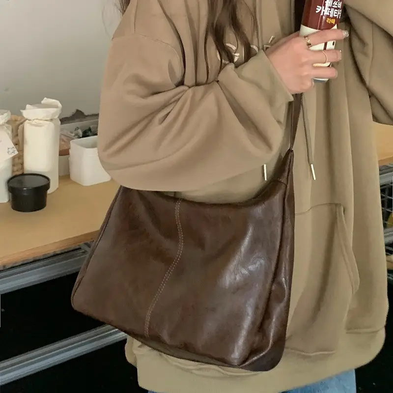 Brown Crossbody Tote Bag for Women College Students - Image 4
