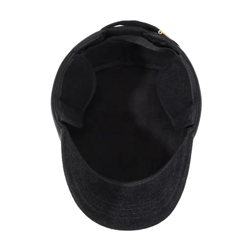 Men Black Cotton Winter Cap with Ear Protection - Image 6