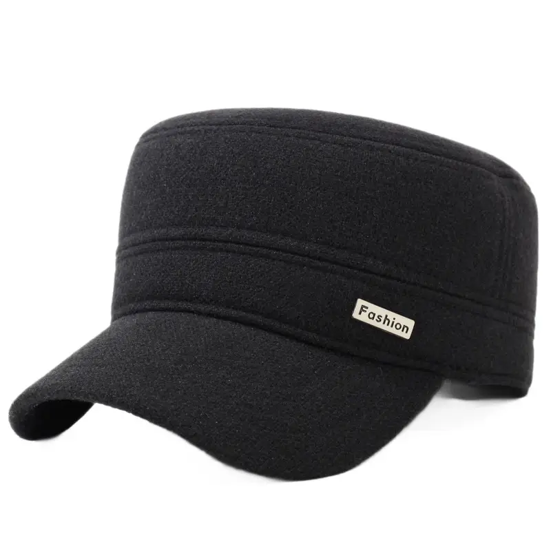 Men Black Cotton Winter Cap with Ear Protection - Image 8
