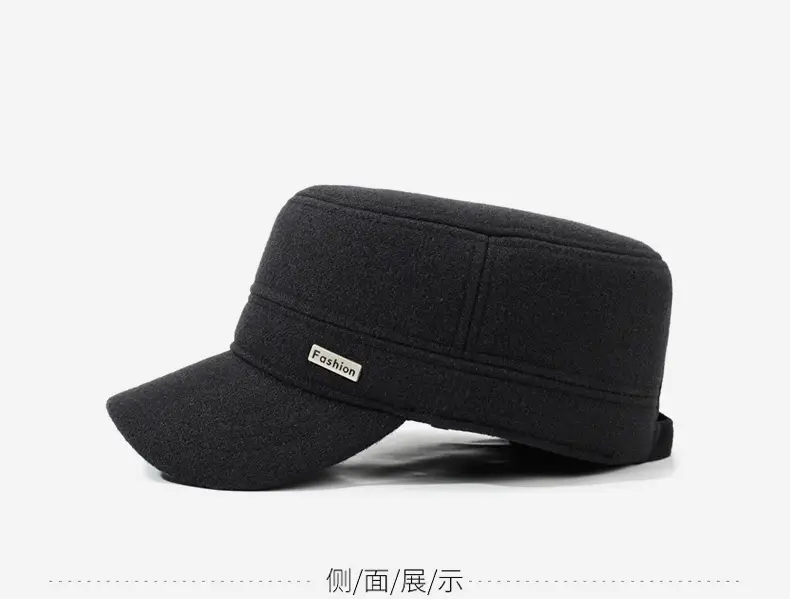 Men Black Cotton Winter Cap with Ear Protection — feature 10