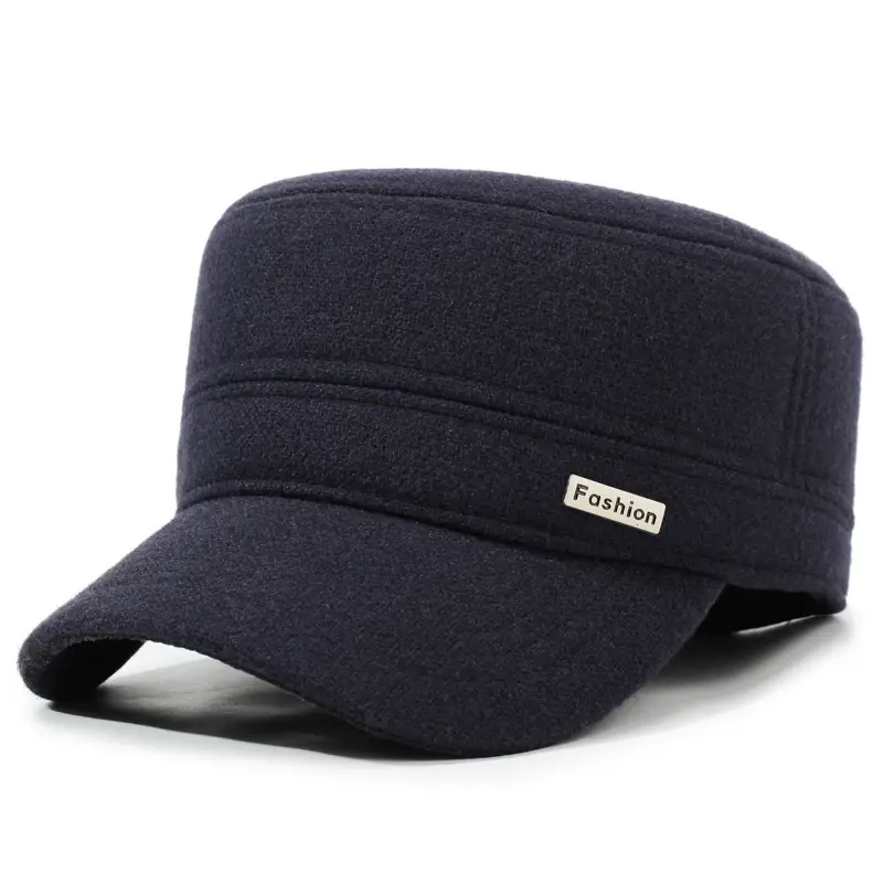 Men Black Cotton Winter Cap with Ear Protection - Image 3