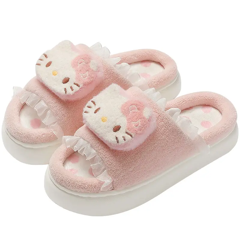 Women Open Toe Cotton Slippers Hello Kitty Spring Autumn - Image 7