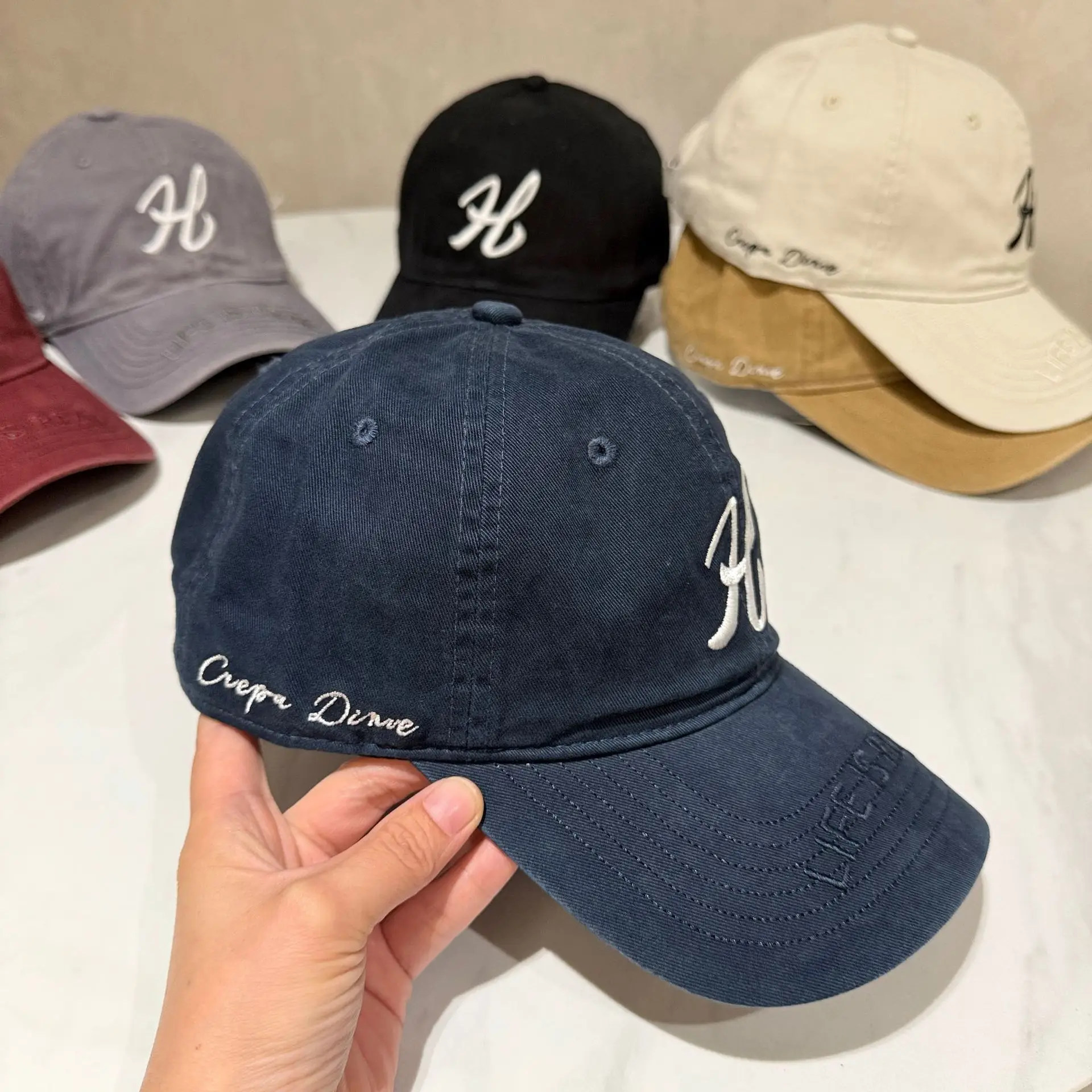 Beige Embroidered Baseball Cap for Women Men - Image 8