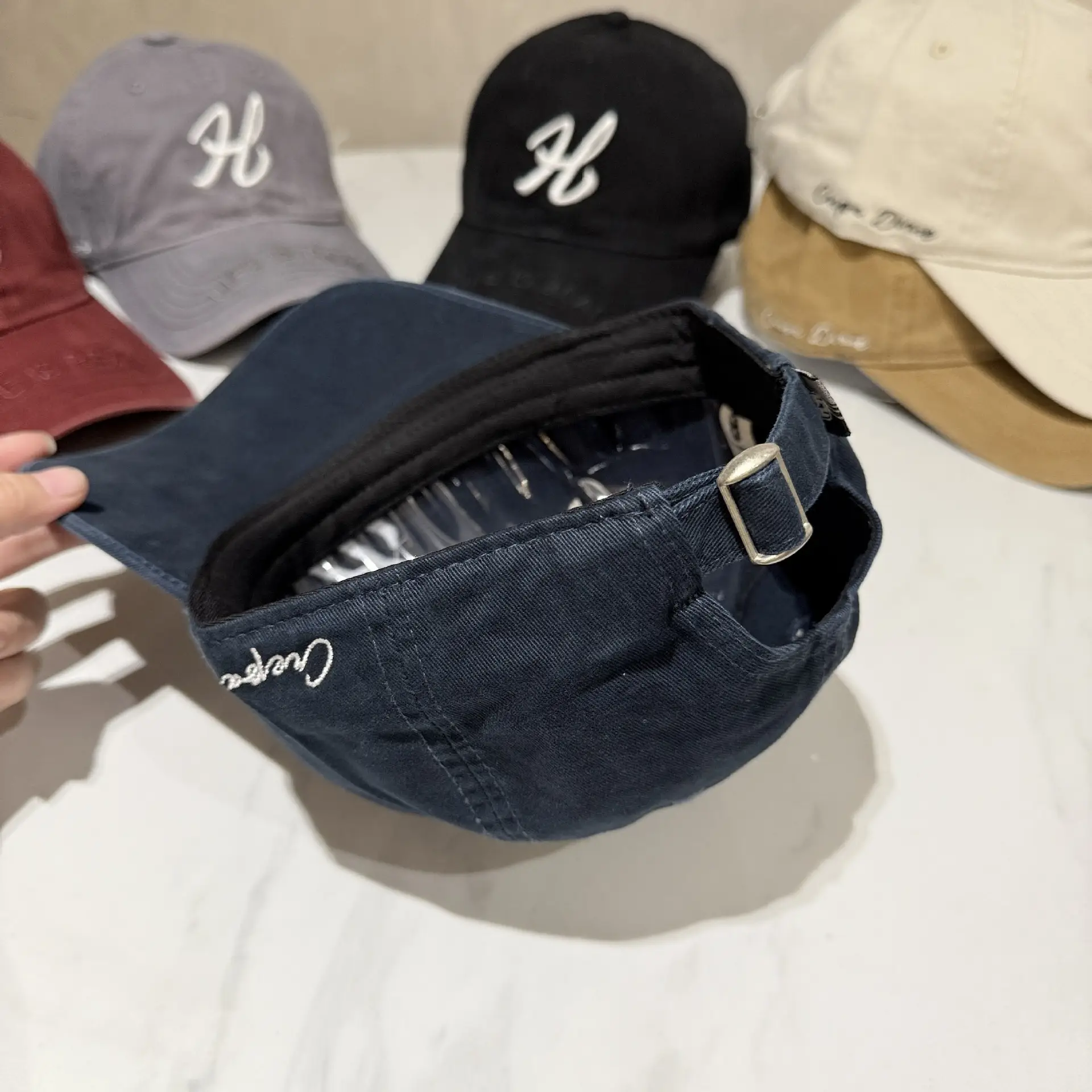 Beige Embroidered Baseball Cap for Women Men - Image 9