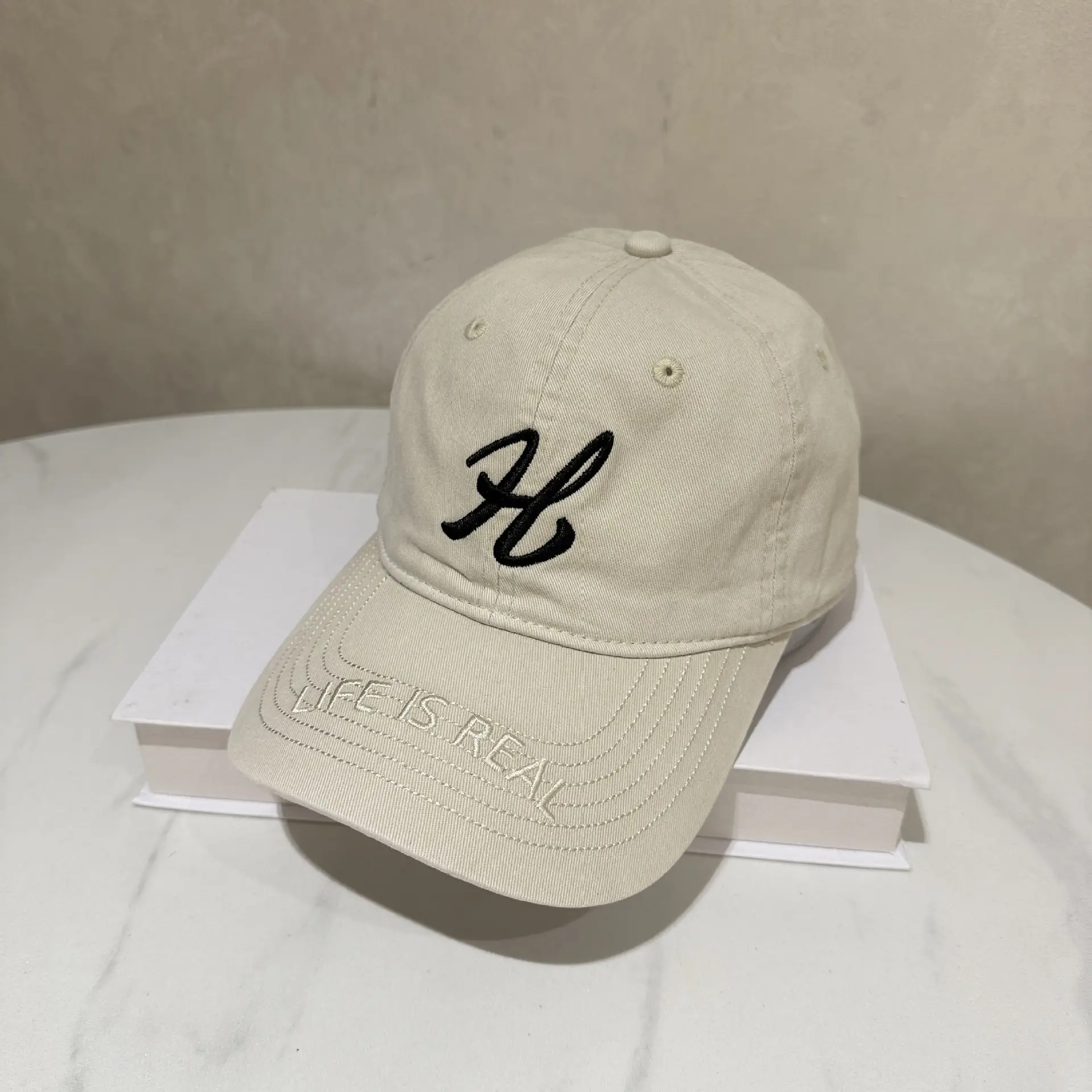 Beige Embroidered Baseball Cap for Women Men - Image 3