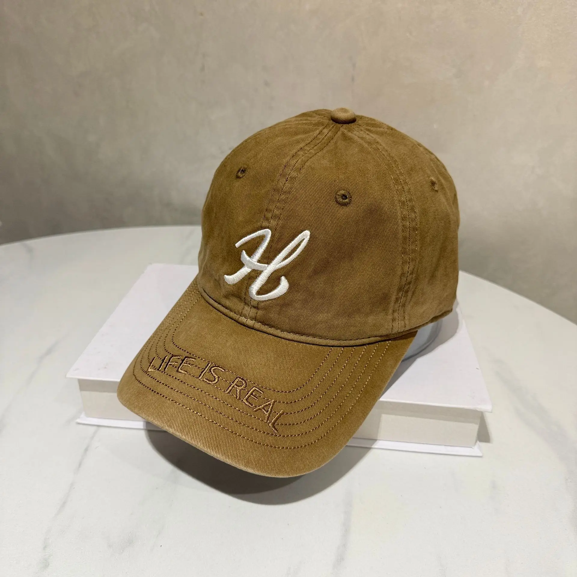 Beige Embroidered Baseball Cap for Women Men - Image 5