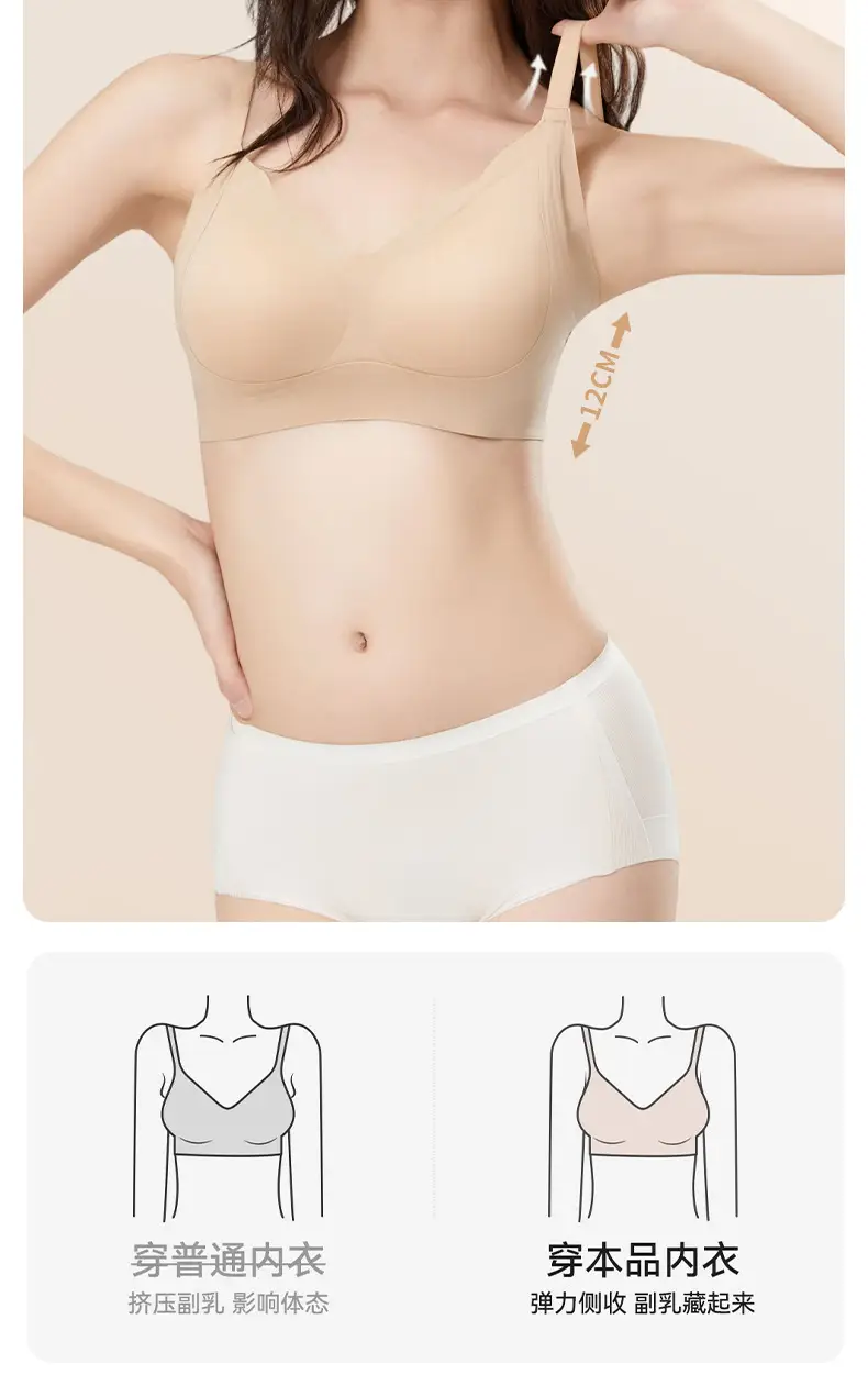 Yixingyao Liquid Foundation Bra, Lifting and Shock-Proof Bra, Big Breasts, Small, Breathable, Traceless Jelly, Wire-Free Bra — feature 10
