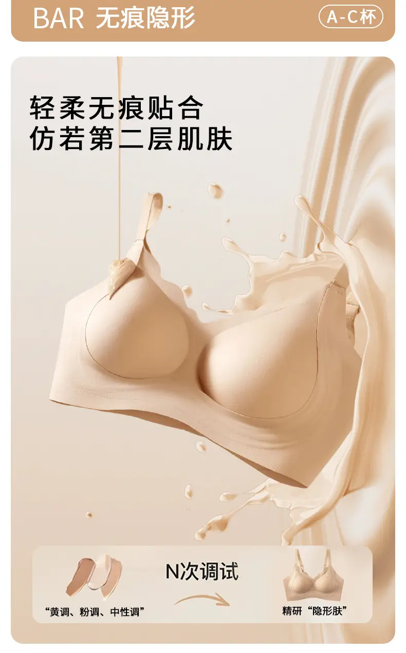 Yixingyao Liquid Foundation Bra, Lifting and Shock-Proof Bra, Big Breasts, Small, Breathable, Traceless Jelly, Wire-Free Bra — feature 2