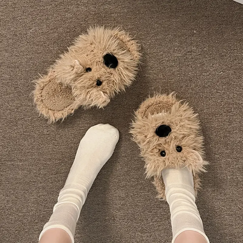 Cute Puppy Cotton Slippers for Women, Autumn/Winter 2026 New Plush West Highland Terrier Slippers for Women in Winter