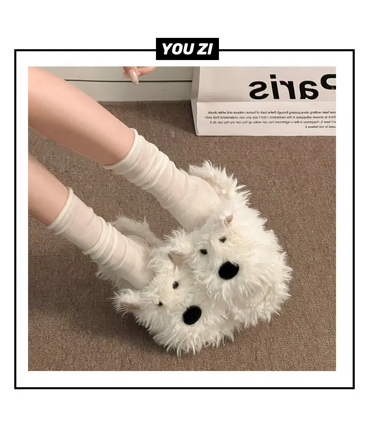 Cute Puppy Cotton Slippers for Women, Autumn/Winter 2026 New Plush West Highland Terrier Slippers for Women in Winter — feature 10
