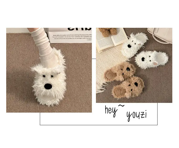 Cute Puppy Cotton Slippers for Women, Autumn/Winter 2026 New Plush West Highland Terrier Slippers for Women in Winter — feature 11