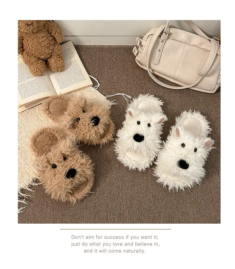 Cute Puppy Cotton Slippers for Women, Autumn/Winter 2026 New Plush West Highland Terrier Slippers for Women in Winter — feature 12