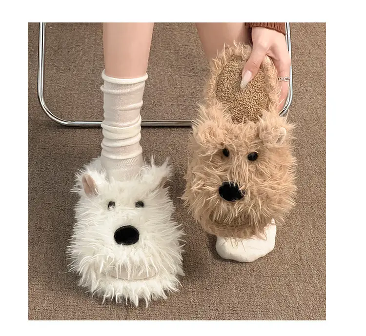 Cute Puppy Cotton Slippers for Women, Autumn/Winter 2026 New Plush West Highland Terrier Slippers for Women in Winter — feature 2