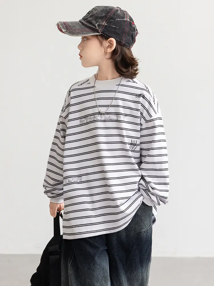 2026 Striped Cotton Long Sleeve T-Shirt for Boys - Image 2
