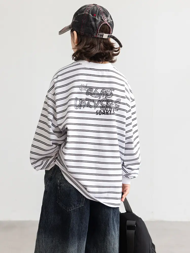 2026 Striped Cotton Long Sleeve T-Shirt for Boys - Image 3