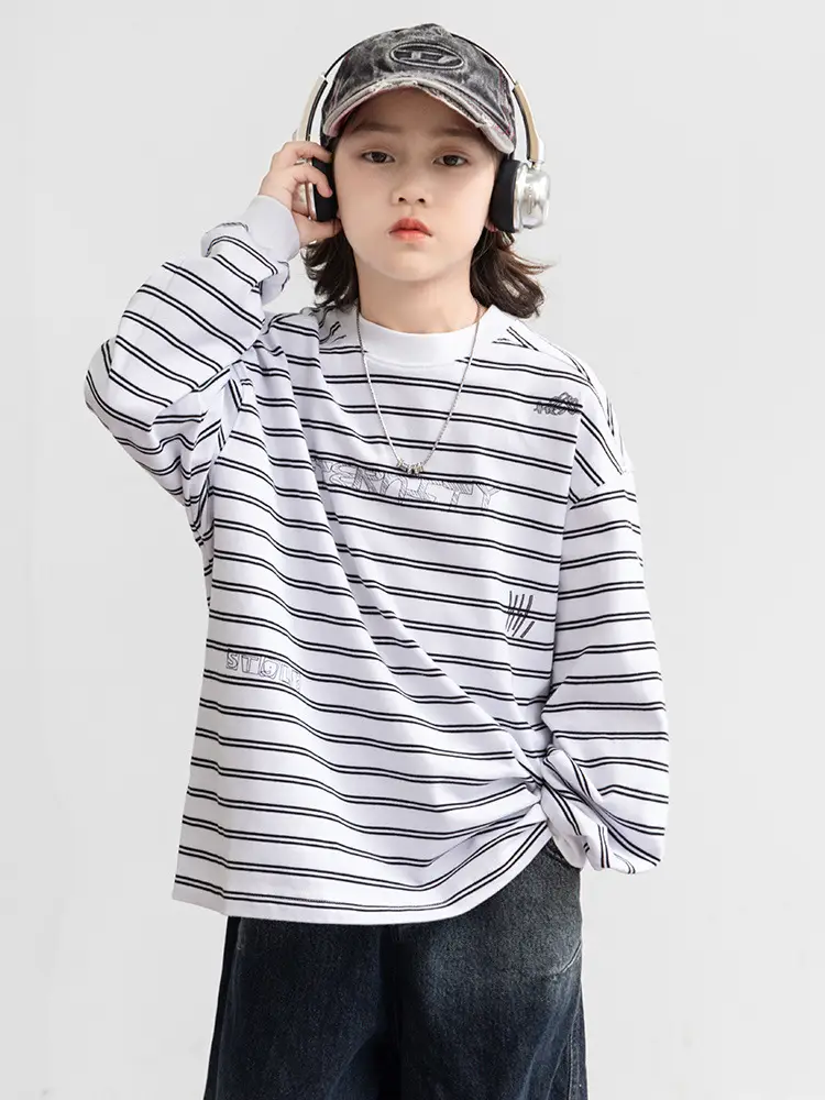 2026 Striped Cotton Long Sleeve T-Shirt for Boys - Image 5
