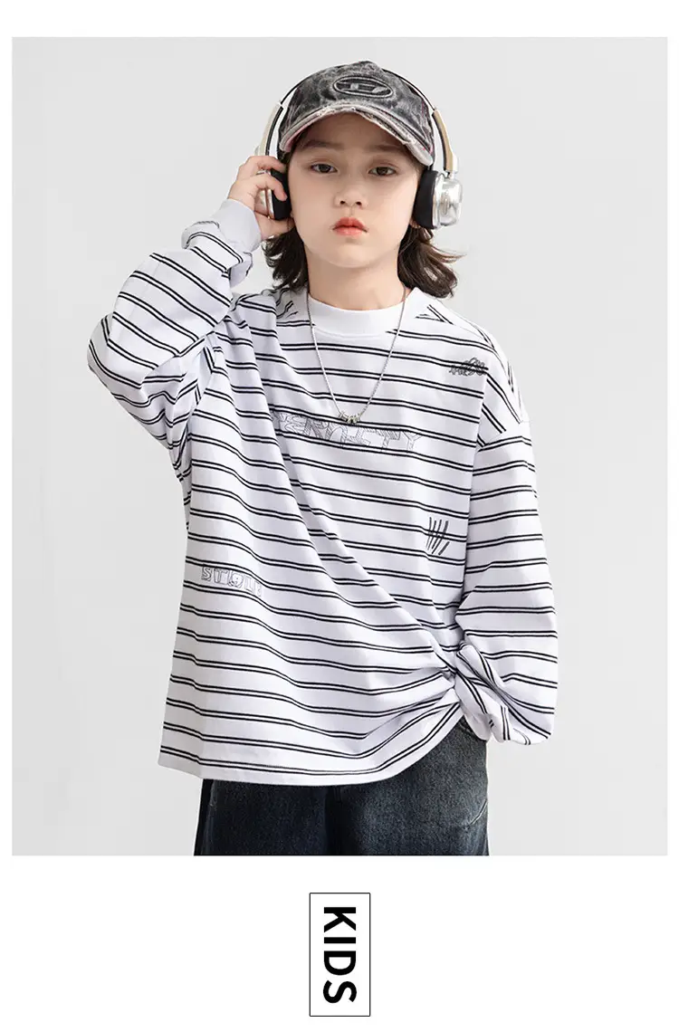 2026 Striped Cotton Long Sleeve T-Shirt for Boys — feature 13