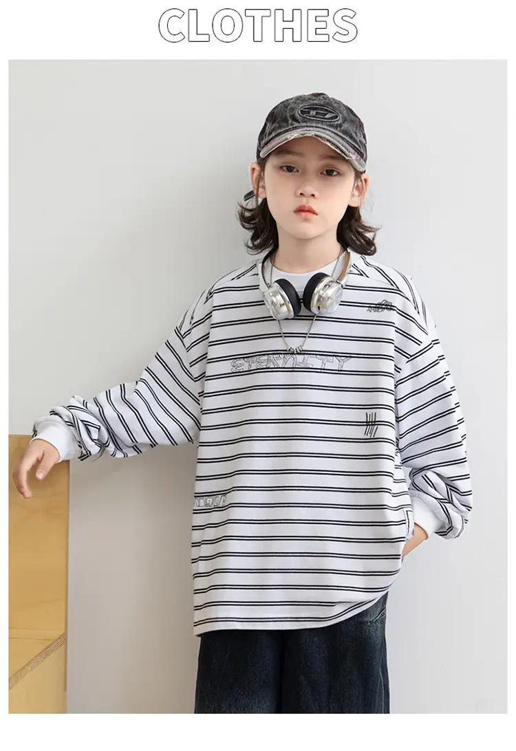 2026 Striped Cotton Long Sleeve T-Shirt for Boys — feature 17
