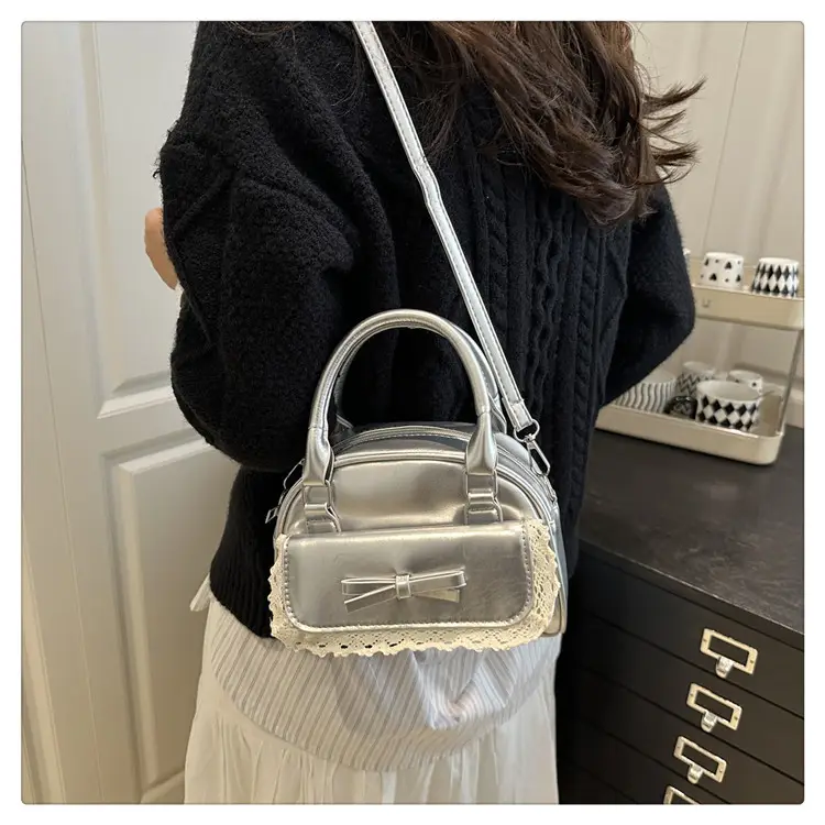 Women Crossbody Bag Pure Color Bow Niche Pillow Bag — feature 13