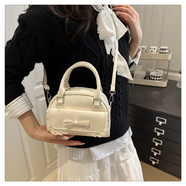 Women Crossbody Bag Pure Color Bow Niche Pillow Bag — feature 9