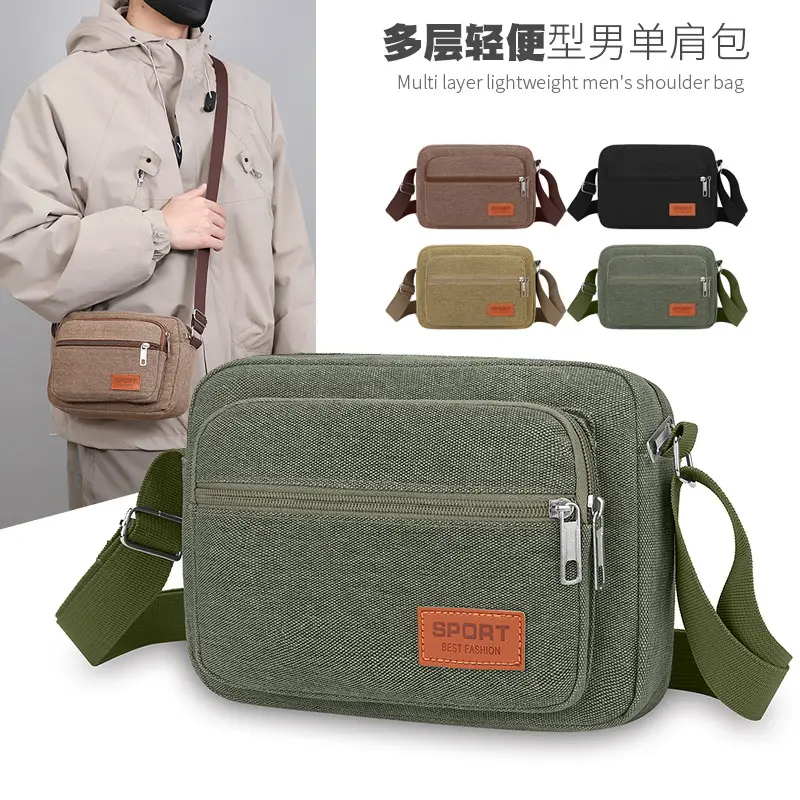 Men's Multi-Layer Shoulder Bag New Color Solid - Image 6