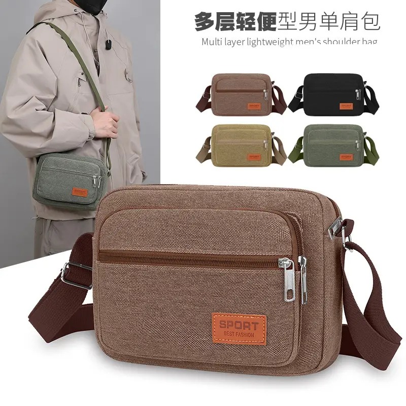 Men's Multi-Layer Shoulder Bag New Color Solid - Image 8