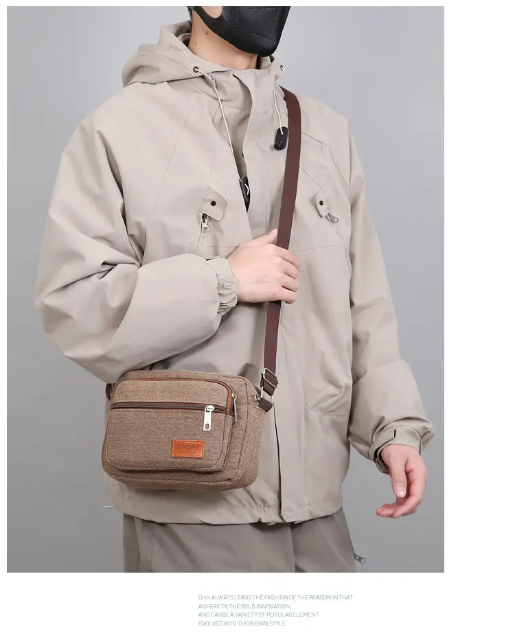Men's Multi-Layer Shoulder Bag New Color Solid — feature 11