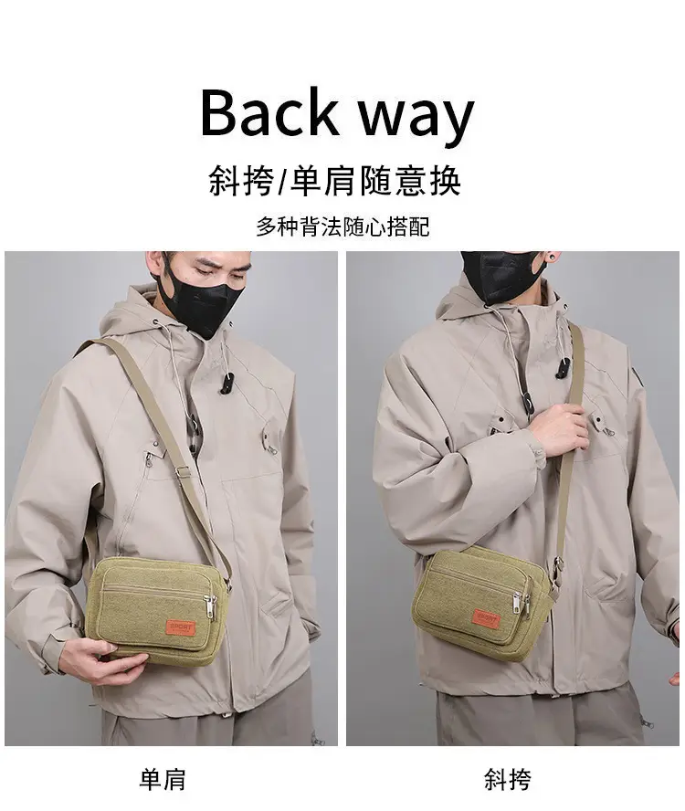 Men's Multi-Layer Shoulder Bag New Color Solid — feature 2