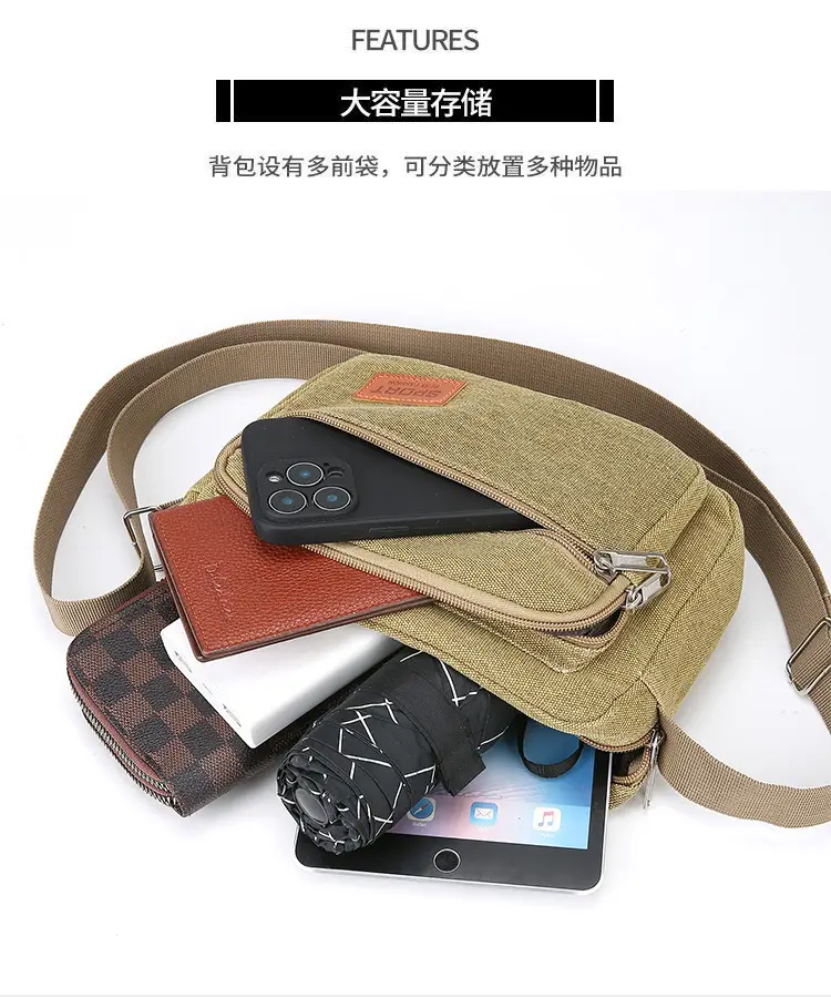 Men's Multi-Layer Shoulder Bag New Color Solid — feature 8